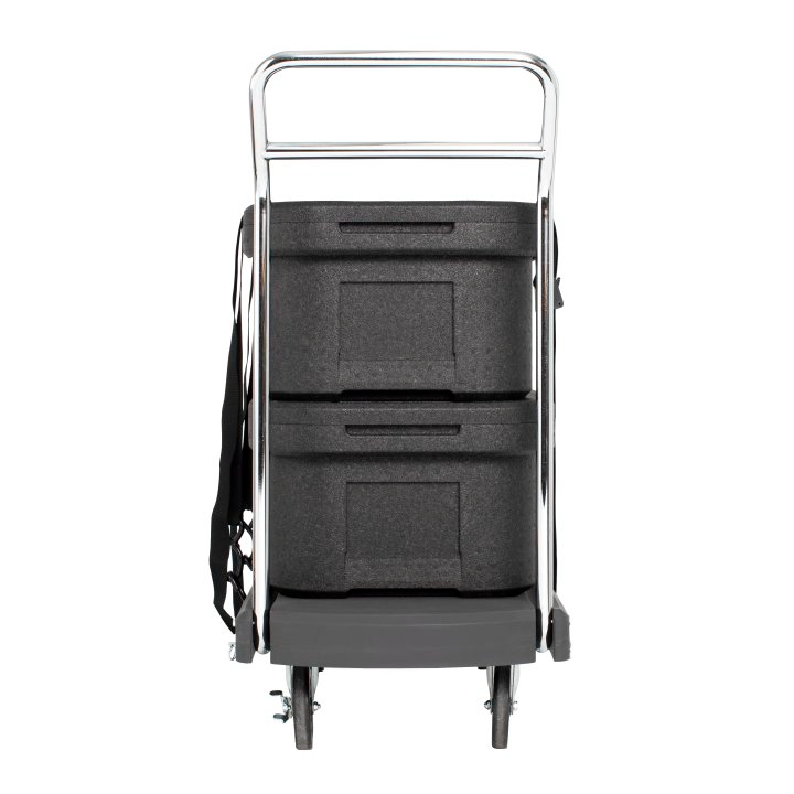 Vollrath 1694 33.5" Flatbed Utility Dolly in Dark Gray with Casters and Straps Vollrath