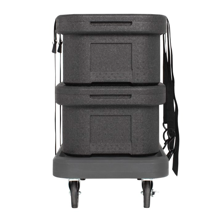 Vollrath 1694 33.5" Flatbed Utility Dolly in Dark Gray with Casters and Straps Vollrath