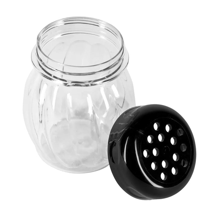 Tablecraft 6 Oz Cheese Shaker Perforated Black Plastic Top
