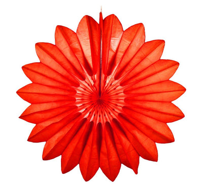 27" Flame Red Tissue Paper Fan