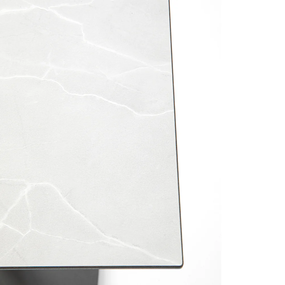 Grosfillex US32H790 Kandia Gray Marble 32" x 32" HPL Compact Tabletop Grosfillex