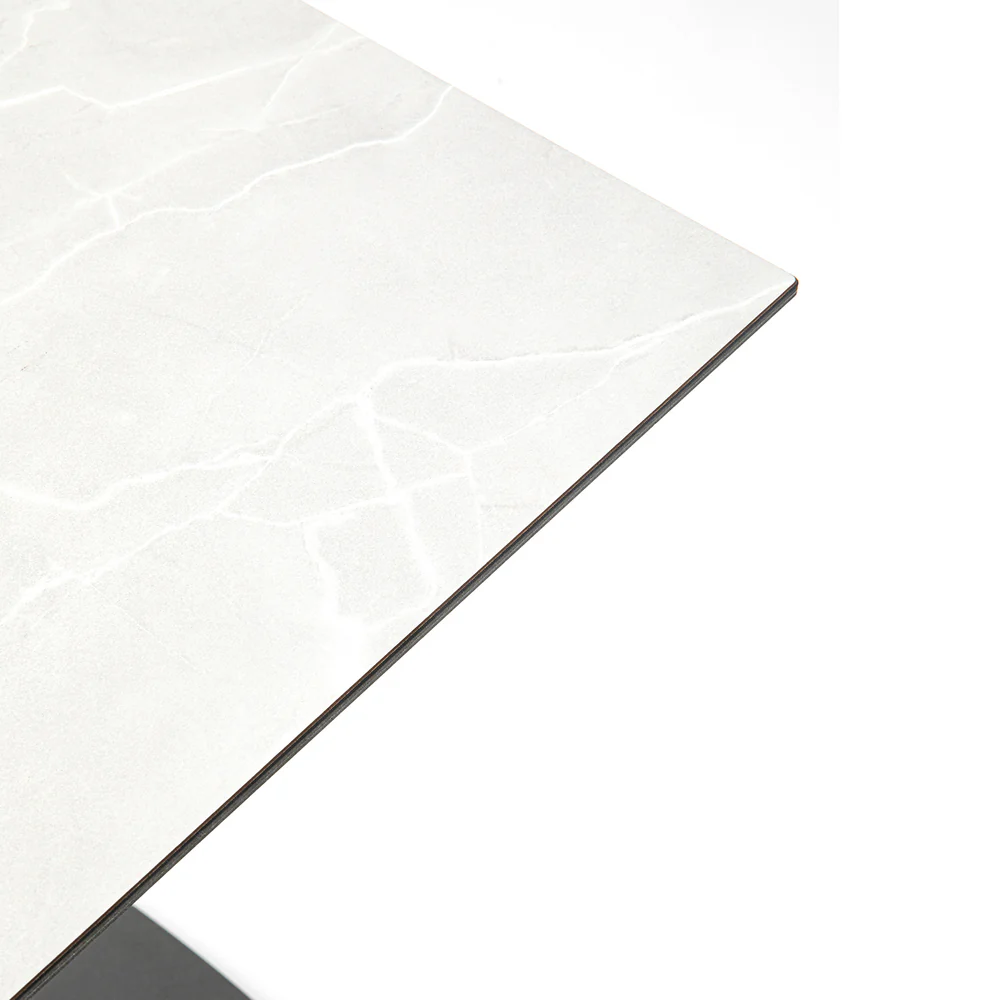 Grosfillex US32H790 Kandia Gray Marble 32" x 32" HPL Compact Tabletop Grosfillex