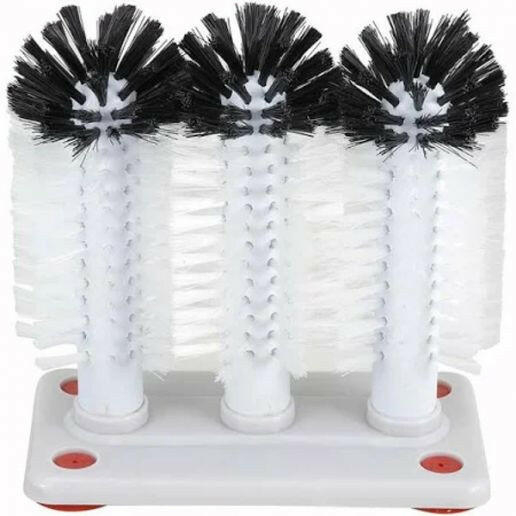 Winco GWB-3 Manual Three Brush Glass Washer with Base Winco