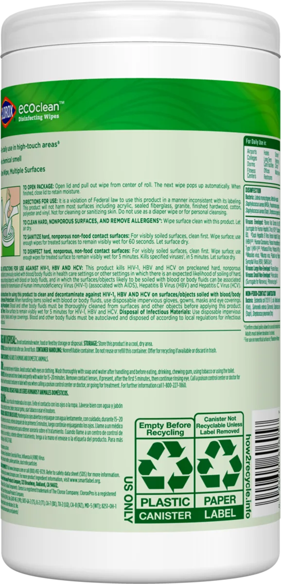 CloroxPro EcoClean 60605 Disinfecting Wipes 75 Count