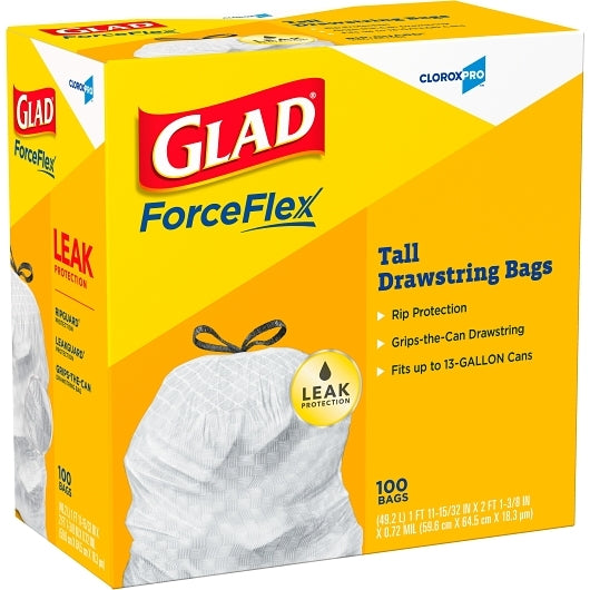 Glad 78526 13 Gallon Drawstring Tall Kitchen Bags
