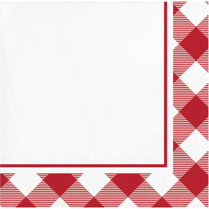 10" X 10" Red Gingham Beverage Napkins