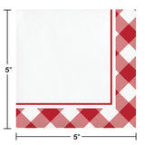 Creative Converting 10" X 10" Red Gingham Beverage Napkins