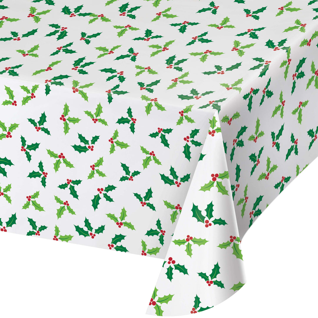 Creative Converting 371515 54" X 108" Holly Plastic Table Cover