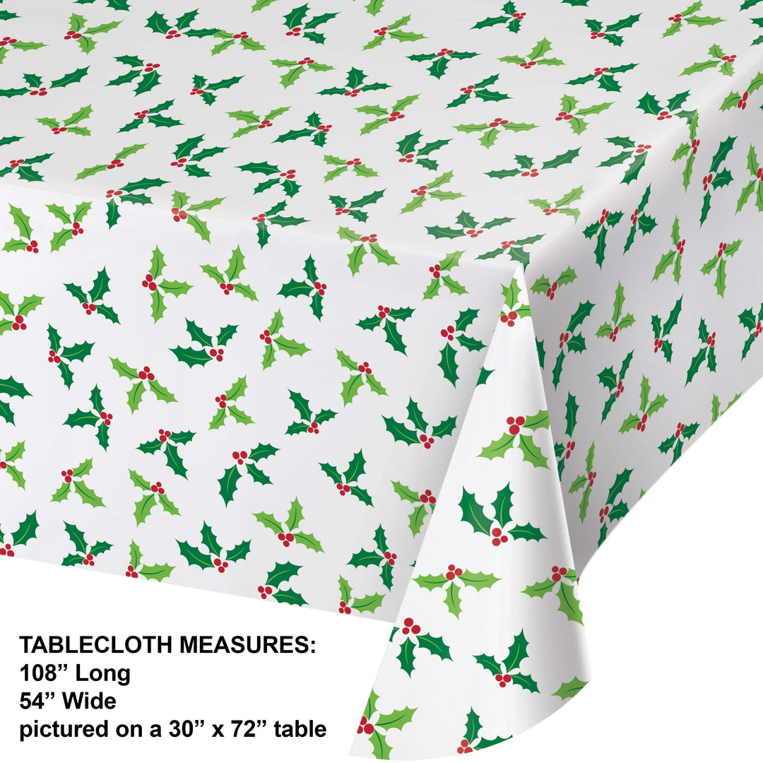 Creative Converting 371515 54" X 108" Holly Plastic Table Cover