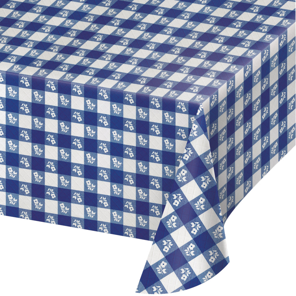 Blue Gingham 40" X 150' Roll Tablecover Tablemate