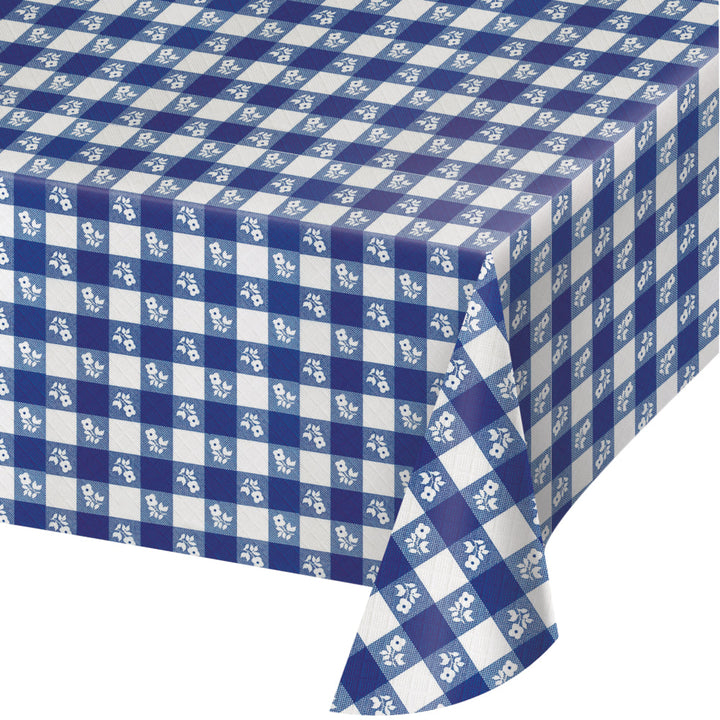 Blue Gingham 40" X 150' Roll Tablecover Tablemate