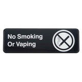 Tablecraft 394564 3"X9" "No Smoking Or Vaping" Sign