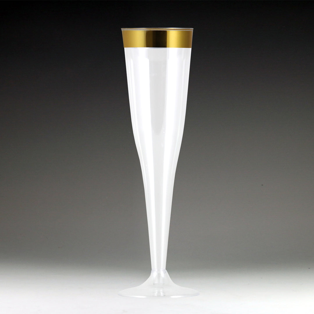 Maryland Plastics RU49905GLD 5 oz Regal Ultra Champagne Flute with Gold Rim