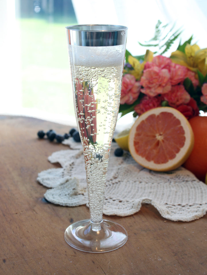 Maryland Plastics RU49905SVR 5 oz Regal Ultra Champagne Flute with Silver Rim Maryland Plastics