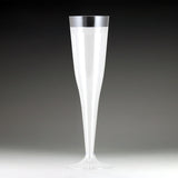 Maryland Plastics RU49905SVR 5 oz Regal Ultra Champagne Flute with Silver Rim