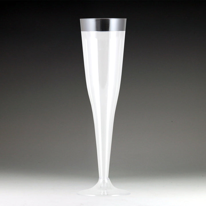 Maryland Plastics RU49905SVR 5 oz Regal Ultra Champagne Flute with Silver Rim Maryland Plastics