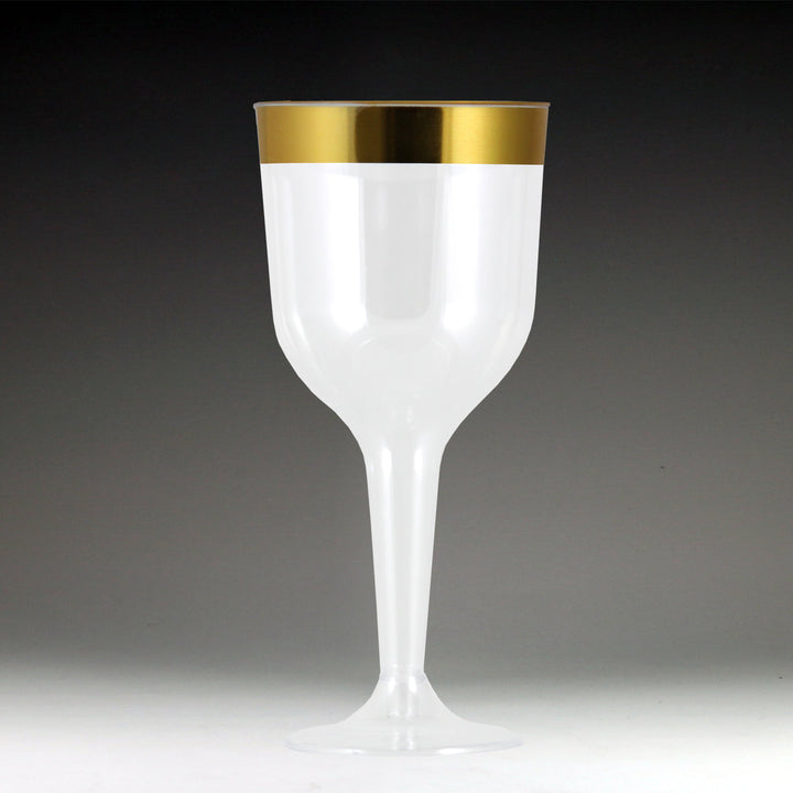 Maryland Plastics RU49906GLD 10 oz. Regal Ultra Wine Glass with Gold Rim Maryland Plastics