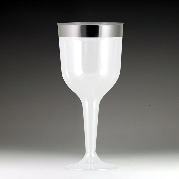 Maryand Plastics RU49906SVR 10 oz. Regal Ultra Wine Glass with Silver Rim