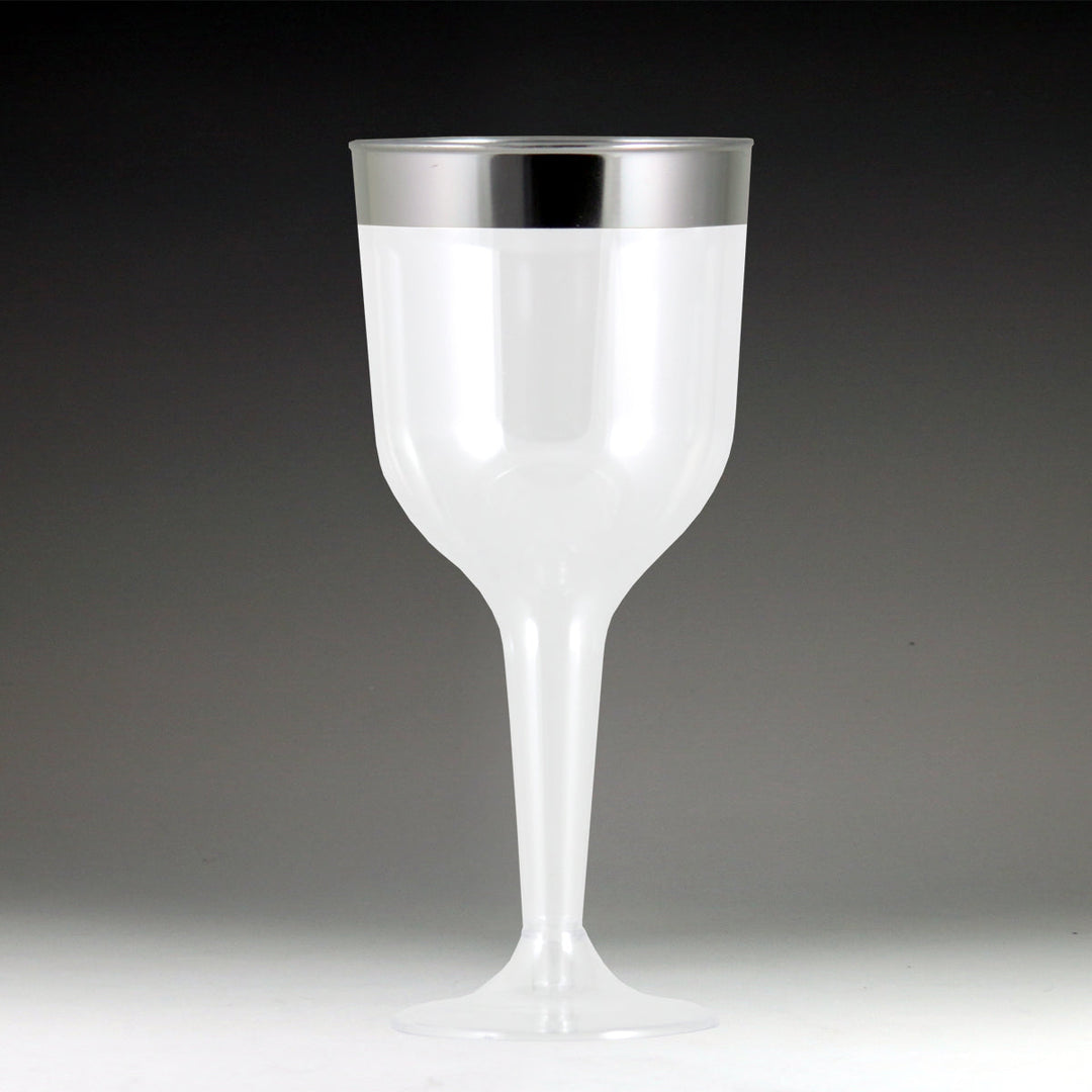 Maryland Plastics RU49906SVR 10 oz. Regal Ultra Wine Glass with Silver Rim