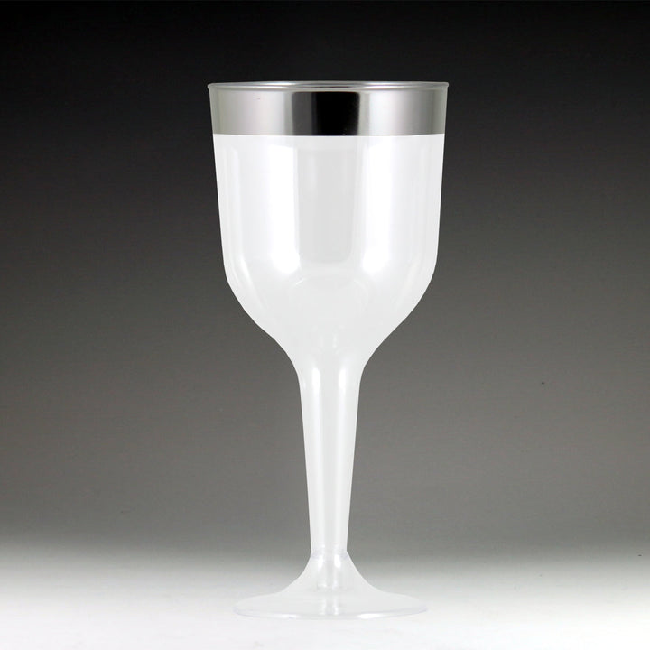 Maryland Plastics RU49906SVR 10 oz. Regal Ultra Wine Glass with Silver Rim