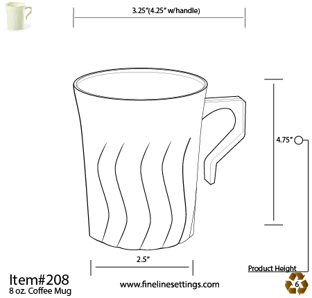Fineline Flairware 208-CL Clear Plastic 8 oz Coffee Mug