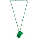 Creative Converting 2 oz Green Shamrocks Plastic Shot Glass with 33" Bead Necklace 2 Pack