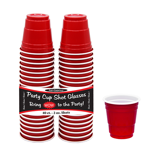 2 oz Red with White Interior Party Cup