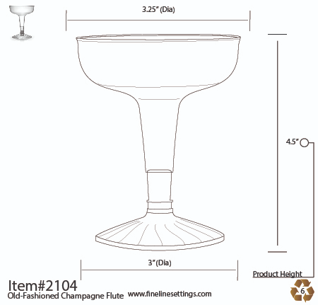 Fineline 2104 4 oz 2 Piece Old Fashioned Plastic Champagne Glass