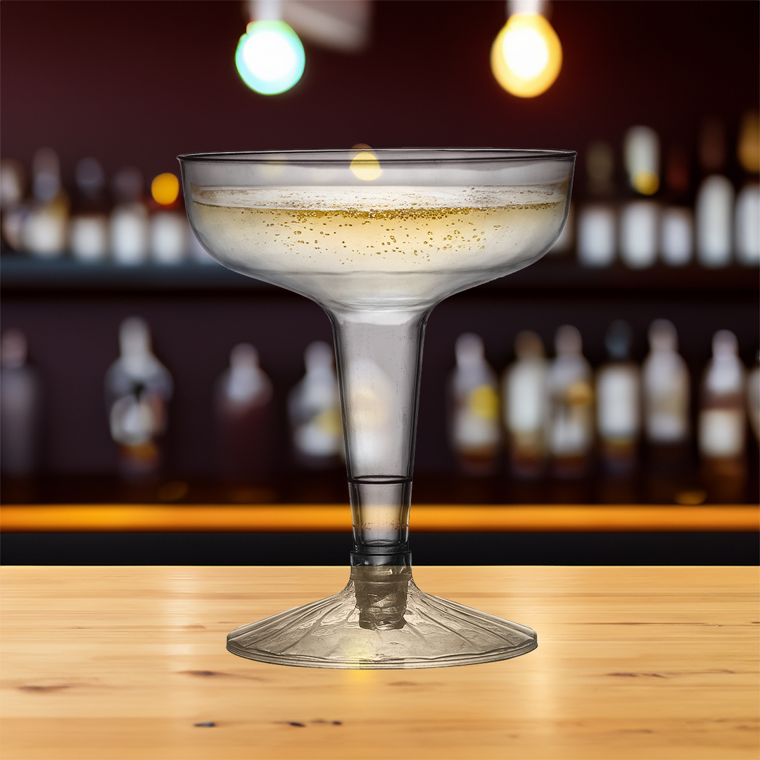 Fineline 2104 4 oz 2 Piece Old Fashioned Plastic Champagne Glass