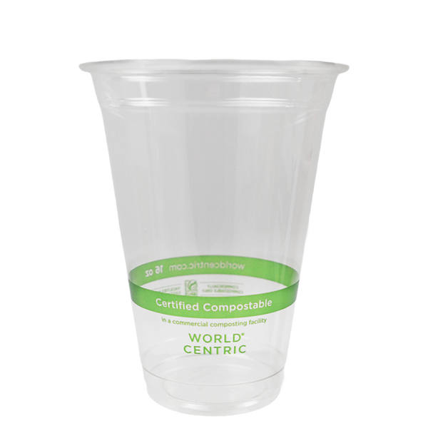 World Centric CP-CS-16 16 oz Clear Compostable Cold Cups World Centric