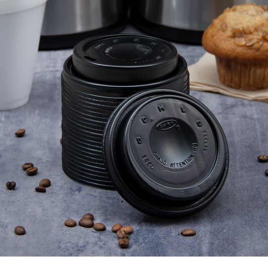Dart 16ELBLK Black Dome Drink Thru Lid for 16 oz Cups Dart