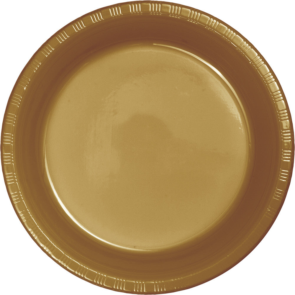 7" Round Gold Plastic Plates