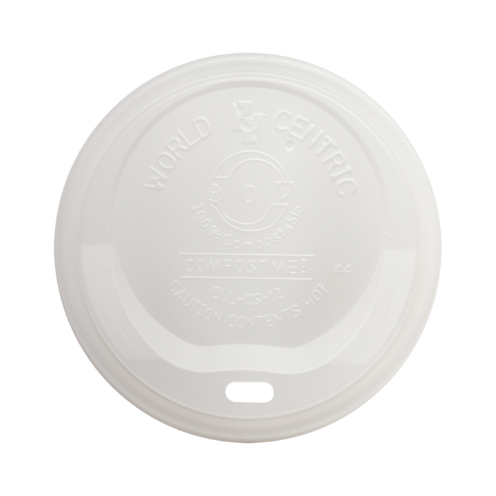 World Centric CUL-CS-12 White PLA Lid for 10-20 oz Paper Hot Cups World Centric