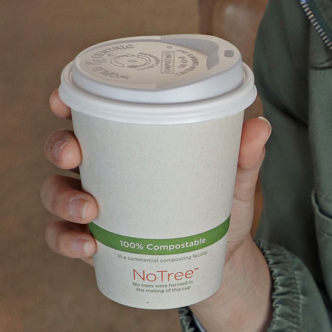 World Centric CUL-CS-12 White PLA Lid for 10-20 oz Paper Hot Cups