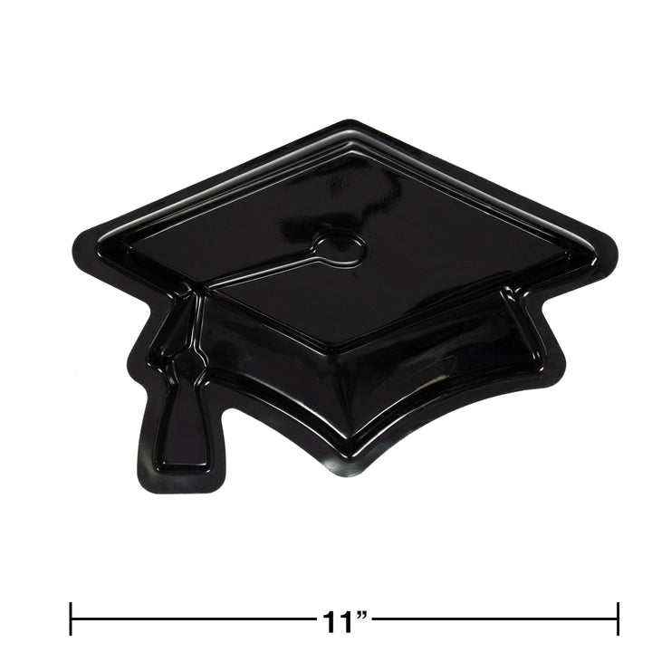 Creative Converting 050761 Black Plastic Graduation Cap Serving Tray Creative Converting