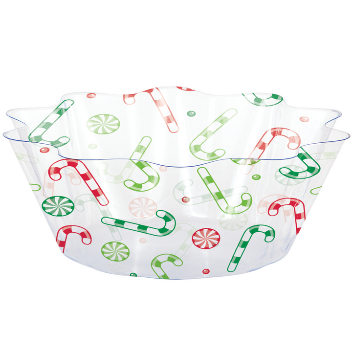 Creative Converting 357337 Plastic Christmas Candy Fluted Bowl 8" Creative Converting