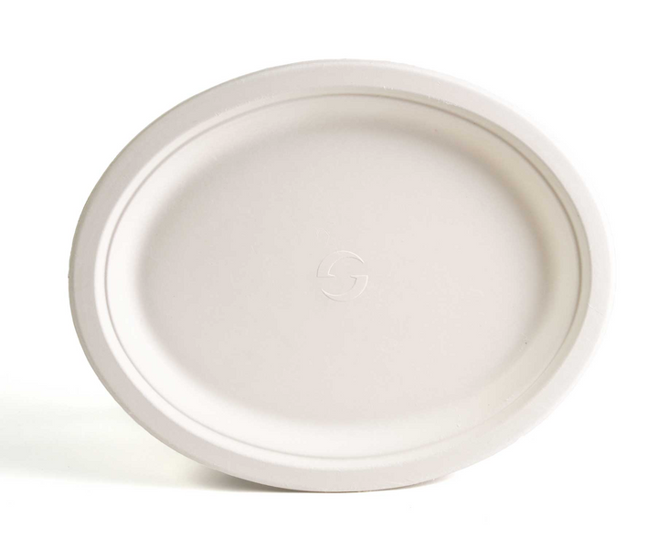 Greenwave TW-POO-012 Evolution Oval Compostable 10" x 12.5" Platter Greenwave