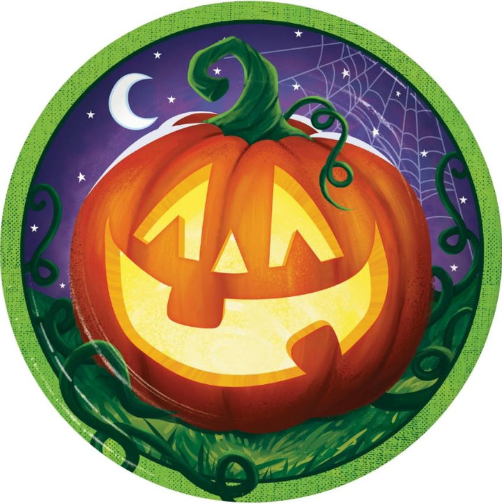 Creative Converting 359360 Smiling Pumpkin Paper Plates 7"