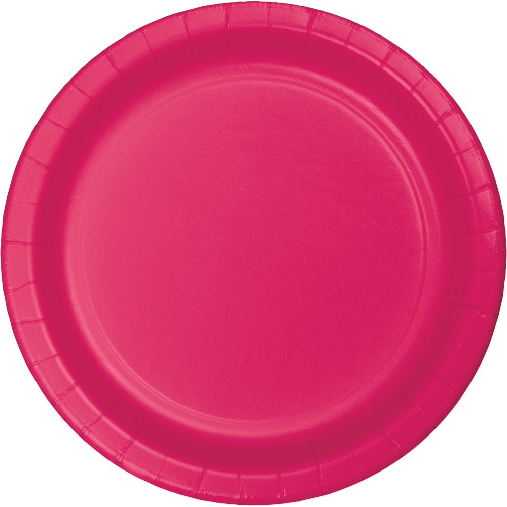 9" Round Hot Magenta Paper Plates