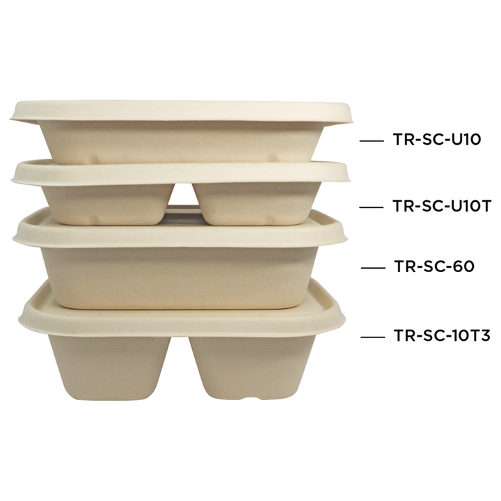 World Centric TR-SC-60-LFP Compostable Plant Fiber 60 oz Food Container 10" x 7.5" x 2.5"