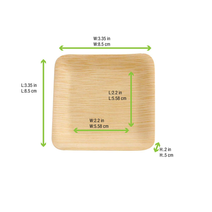 PacknWood 210BBA2020 7.9" Square Bamboo Veneer Plate with Rounded Corners PacknWood