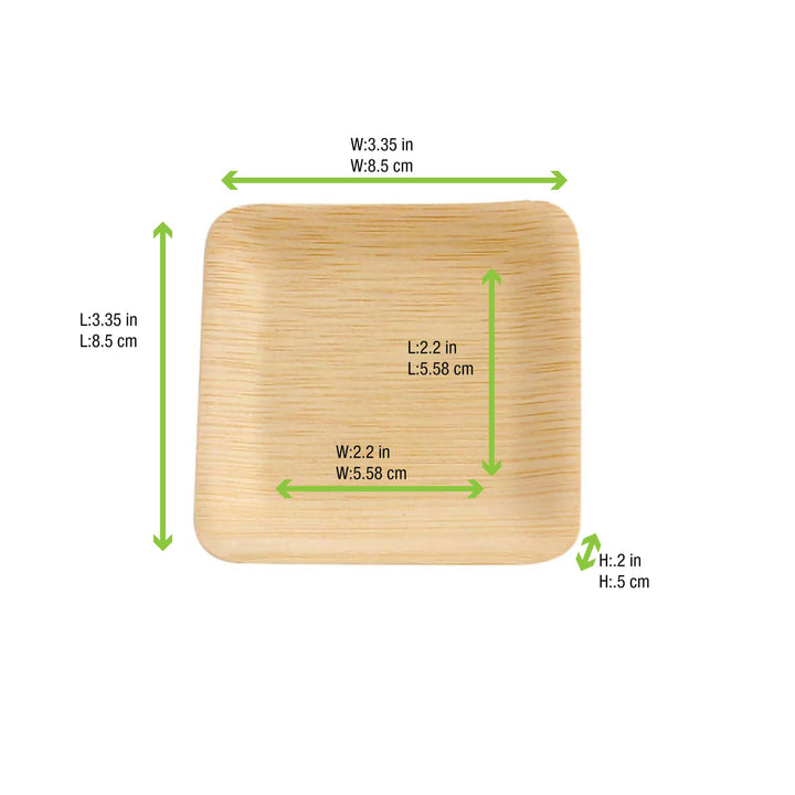 PacknWood 210BBA2020 7.9" Square Bamboo Veneer Plate with Rounded Corners