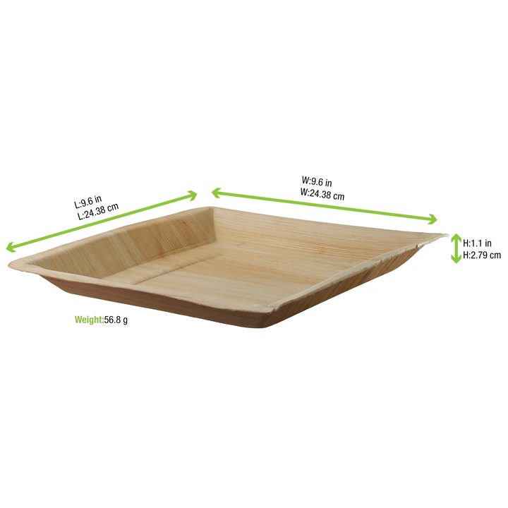 PacknWood 210BBA2424 10" Square Palm Leaf Dinner Plate PacknWood
