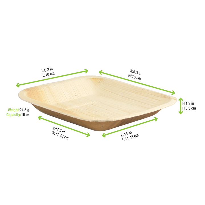 PacknWood 210BBA1717 6" Square Palm Leaf Plate with Rounded Corners PacknWood