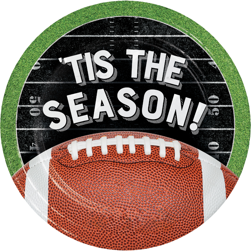 7" Tis the Season Football Paper Plates