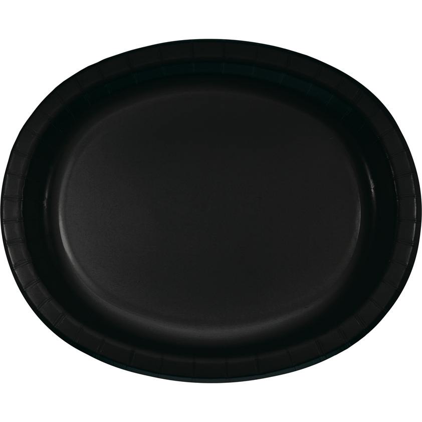 Creative Converting 433260 Black Velvet Oval Paper Platter