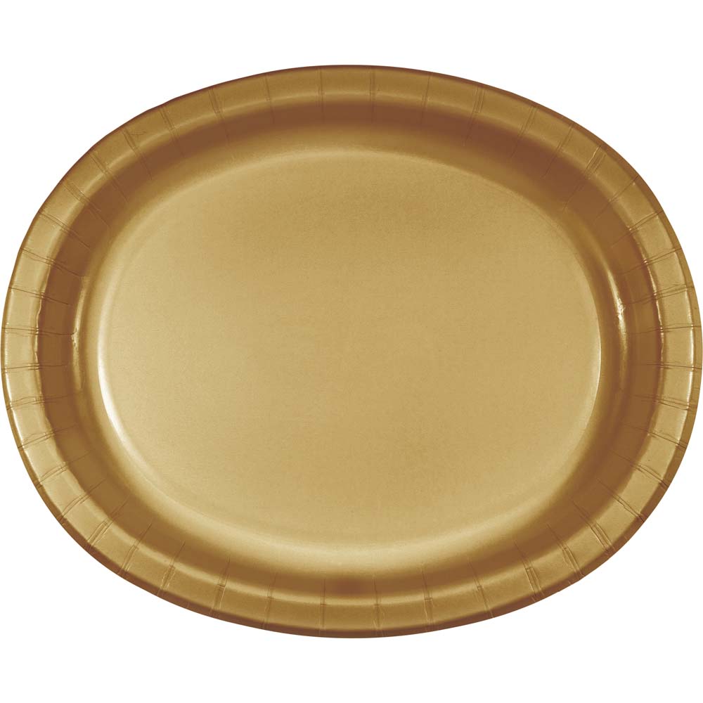 Creative Converting 411304 Glittering Gold Oval Paper Platter