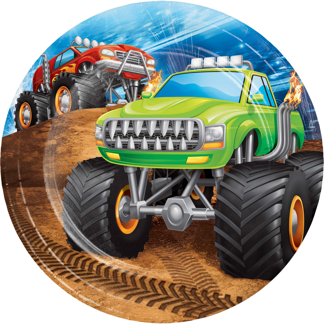 Creative Converting 339803 7" Monster Truck Rally Paper Plate