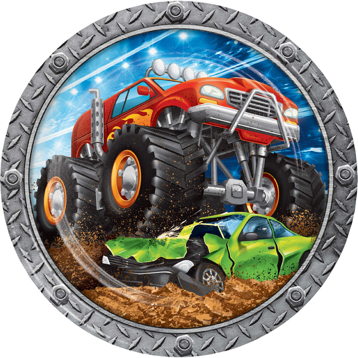 Creative Converting 339802 9" Monster Truck Rally Paper Plate Creative Converting