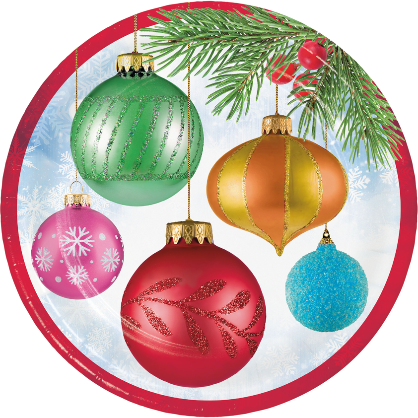 Creative Converting 366943 Bright Ornaments 9" Paper Plates
